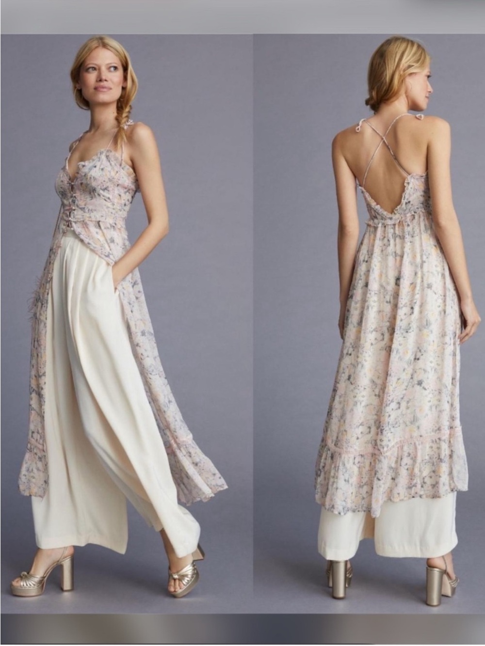 Anthropologie Sexy Sheer
Chiffon Tunic Duster Curtain
Top/Kimono Pink Multi L